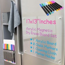 Acrylic Magnetic Dry Erase Board For Fridge 17x13" Magnetic Whiteboard For Fridg