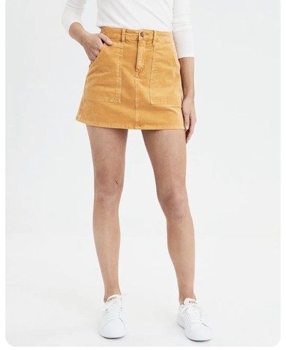 American Eagle Super Stretch A-Line Hochhausrock Damen Senf Cord - 0 - Bild 2 von 5