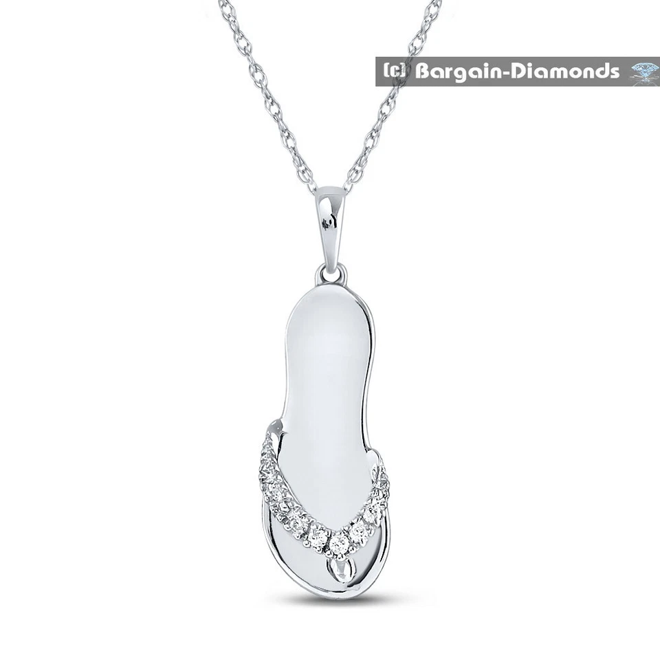 Sandalia de playa Lifestyle .03Ct. Colgante de 5 diamantes naturales de ley 925 24x7,5 mm Foto 3 de 4