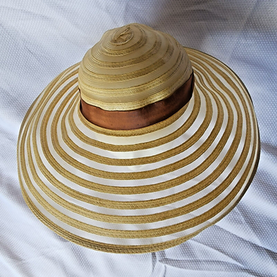 Vintage Hat 1940s Platter Picture Straw Hat Gone With The  display picture 1