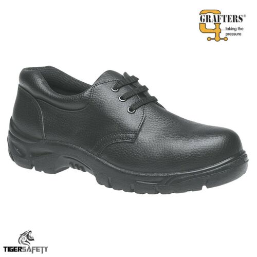 Grafters M530A S1 SRC Black Leather Steel Toe Cap Chukka Style Safety Shoes PPE - Afbeelding 1 van 1