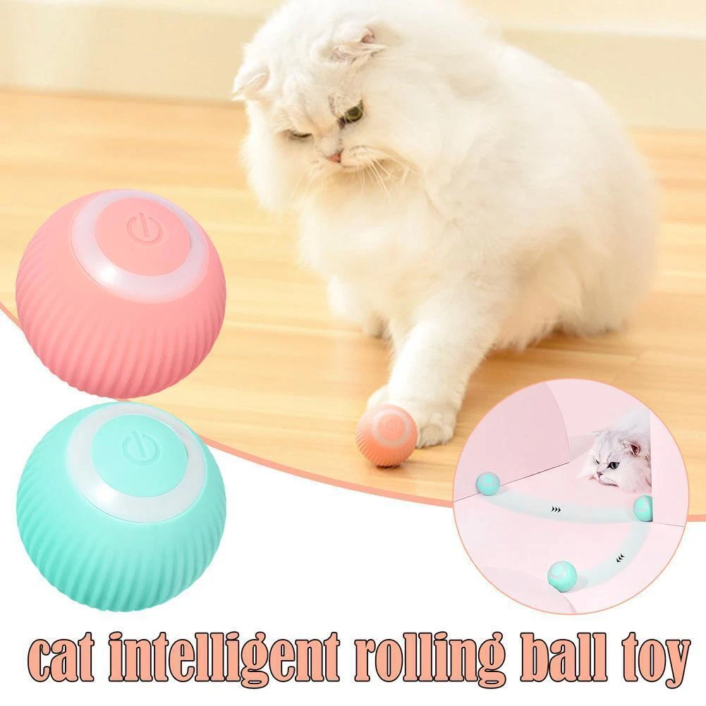 Electric Interactive Cat Toy Ball Rolling LED Light Charging USB G2K3