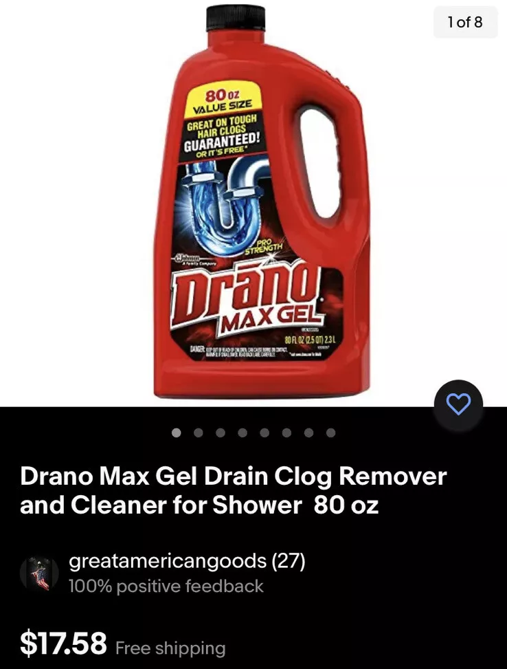 Drano Max Gel Drain Clog Remover and Cleaner for Shower 80 oz