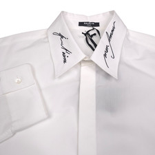 Balmain Love Letter Button-Up Shirt Men's Large (40) White Embroidered Collar