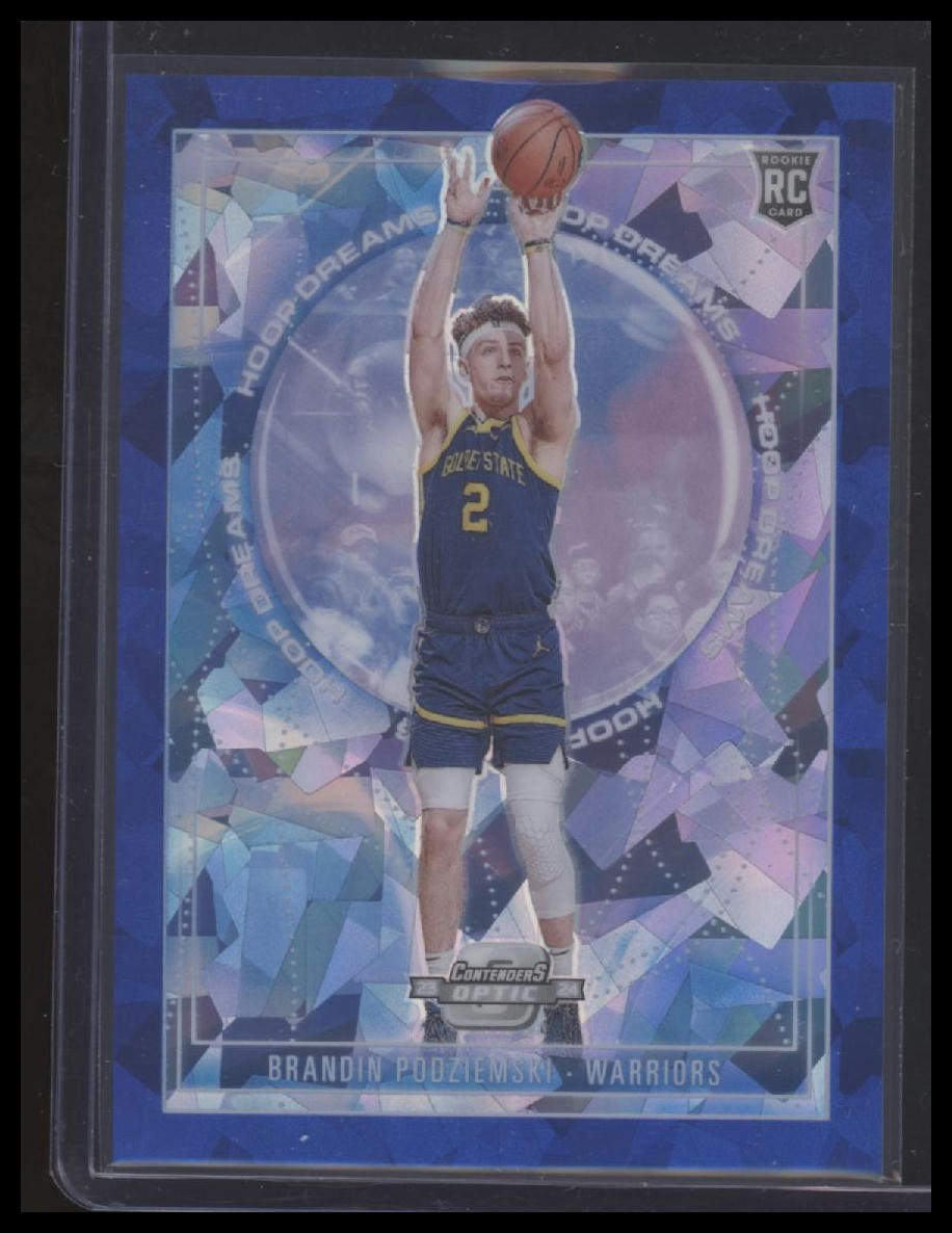 2023-24 Contenders Optic #7 Brandin Podziemski Hoop Dreams Blue Cracked Ice #/75