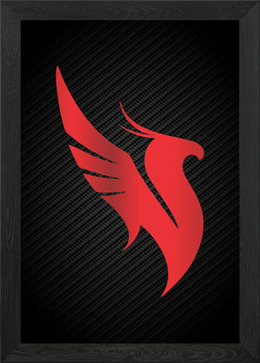 Roter Phönix Logo gerahmtes Wandbild Poster Leinwanddruck Bild