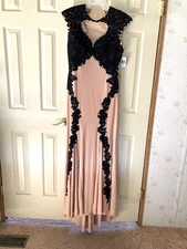Vintage Betsy & Adam Evening Dress - Size 12 - Black/Nude - NWT