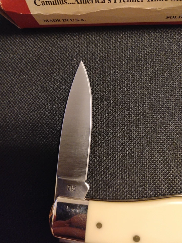 Vintage Camillus NY USA 715Y Yello Jaket Cuchillo de bolsillo de una sola hoja con bloqueo trasero Nuevo Foto 4 de 4