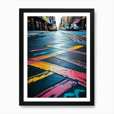 Kreide gezeichnete Richtungspfeile und gerahmtes Wandbild Poster Leinwanddruck Bild