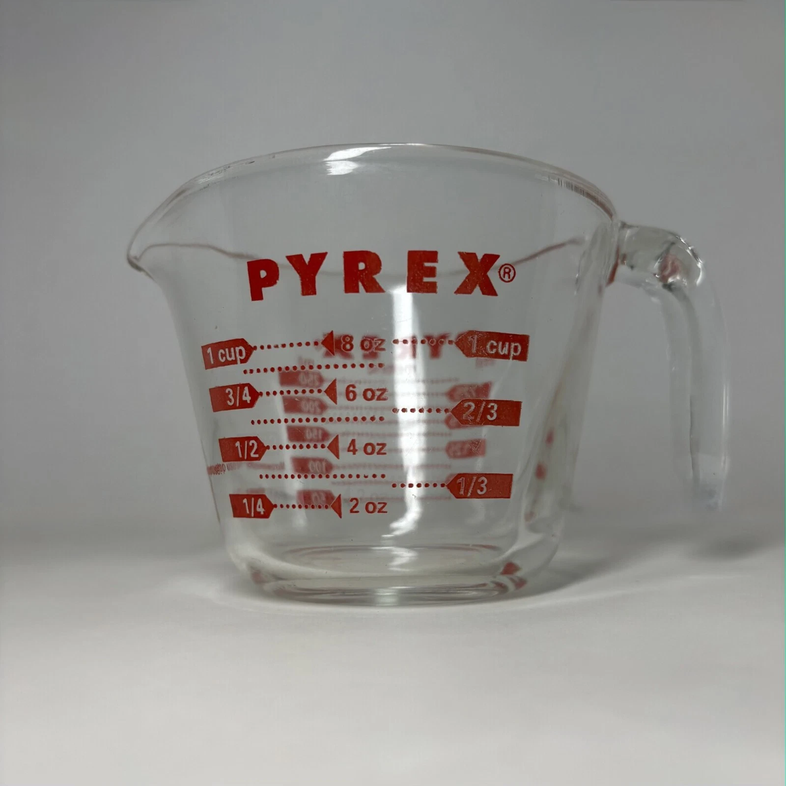 Vintage PYREX Pyrex 1 Cup Measuring Cup Glass Red 250ml Made in USA metric