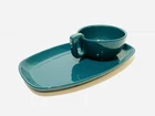 Vintage Frankoma Soup Bowl Mug 4SC & Sandwich Platter Tray 6P Blue
