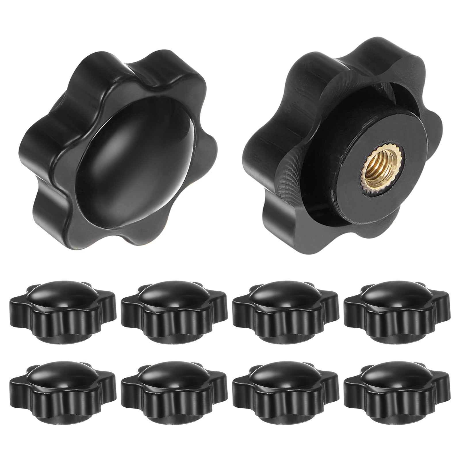 10pcs Star Knobs M4 Thread 25mm Head Non-Through Hole Clamping Handles Black