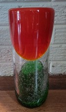 Vintage Murano Vase Hand Blown Art Glass Controlled Bubbles 9.5"