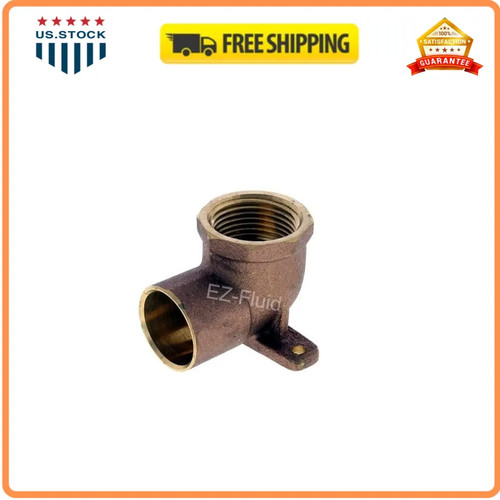 EZ-FLUID 1/2in Copper Sweat x 1/2in FIP Drop Ear Elbow Fitting Lead Free Brass