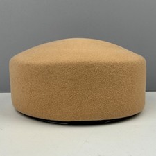 Women 100 Wool Pillbox Hat Beige Stewardess Beret Formal Fascinator Base