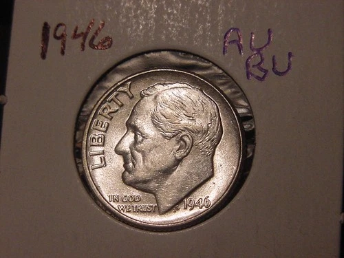 1946 ROOSEVELT DIME AU BU NICE ORIGINAL COIN FREE SHIPPING