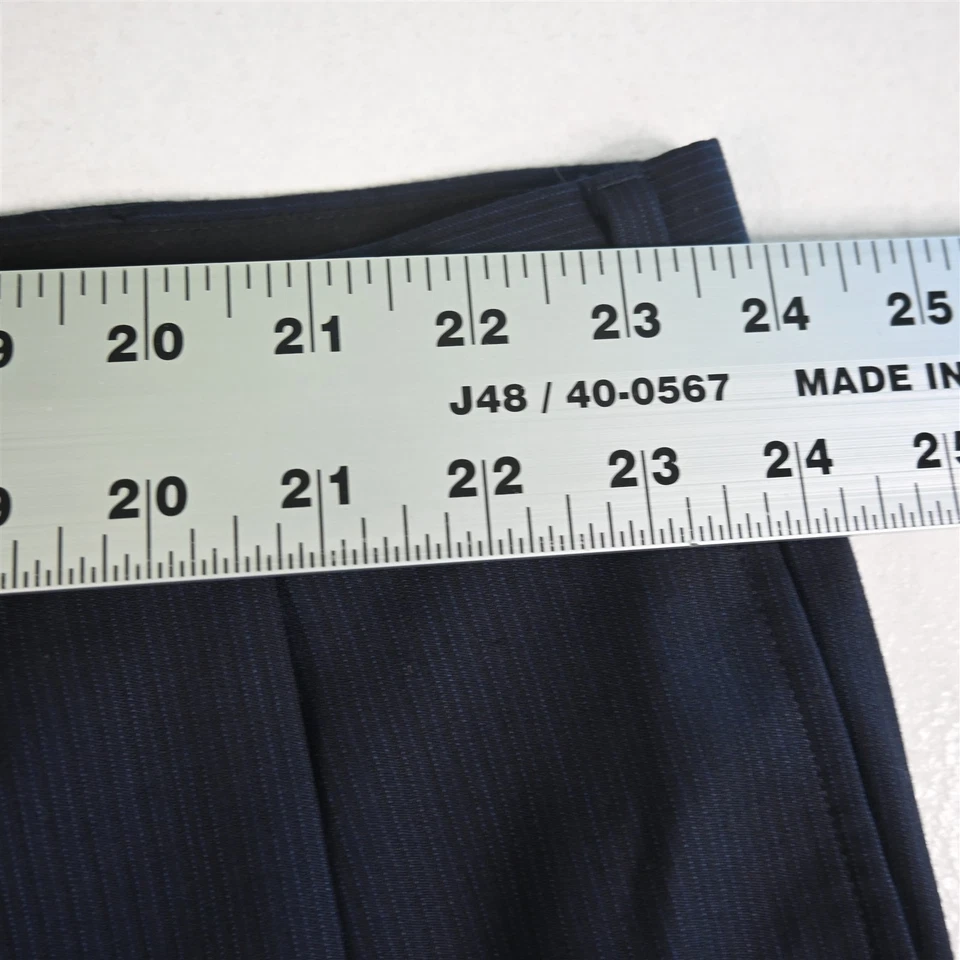 Jos. A. Bank 46x30 Navy Blue Striped 100% Wool Pleated Cuffed Mens Pants - Image 2 of 4