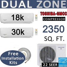 48000 BTU Dual Zone Mini Split Air Conditioner, HYPER Heat Pump : 18000 + 30000
