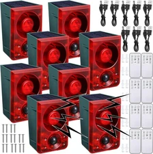 Qualirey 8 Pcs Solar Outdoor Motion Sensor Alarm Animal Deterrent Red NEW SEALED