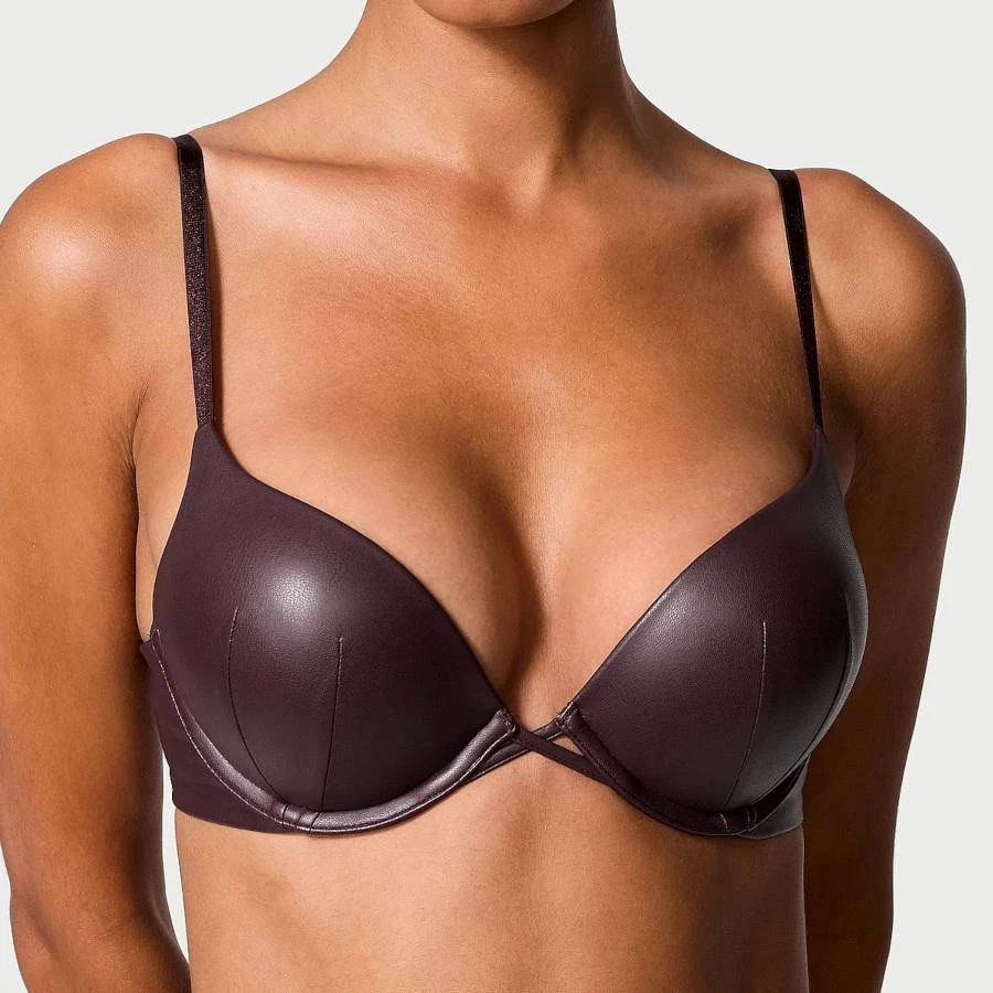 Sujetador push-up Victoria's Secret Bombshell Add-2-Cups de cuero sintético 36D *Marrón* NUEVO Foto 2 de 3