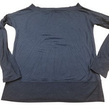 Athleta Navy Blue Boat Neck Long Sleeve Sweatshirt Top Women's Size M