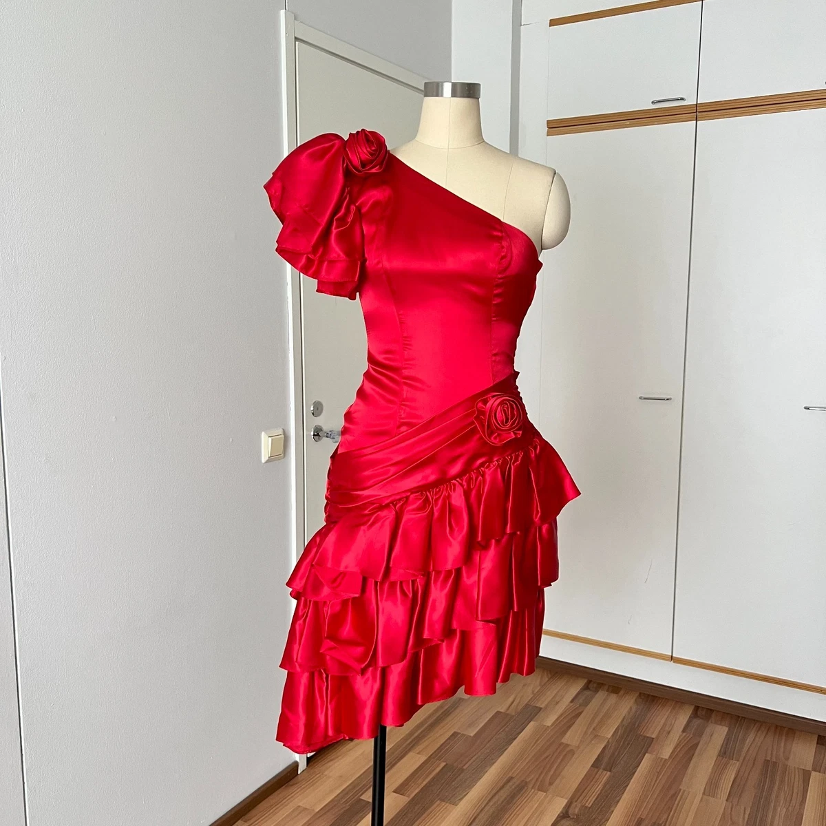 80s prom dress red Vintage 80s Prom Party Dress Red Sequin Dress Size XS
