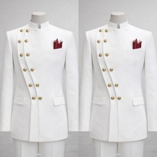 White Men's Suits Casual Blazer Business Workwear Tuxedos Wedding Groom Coat