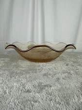 Embossed Ruffled Vintage Jeanette Glass Bowl