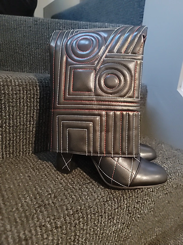 Diamond шов бедра высоты ботинки черный плащ Robbin. Размер США 7,5 евро 38,5 новый - Изображение 2 из 4