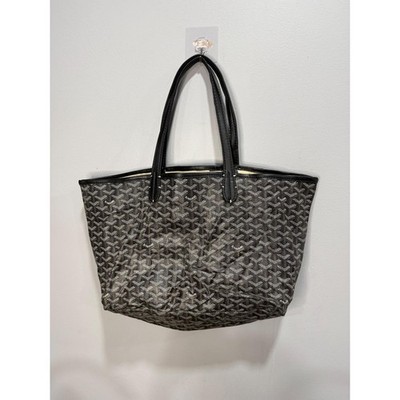 Goyard Saint Louis GM Tote Bag Black Goyardine Coated Canvas Chevron Handbag