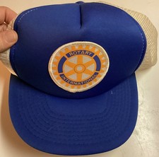 Vintage Rotary International Logo Embroidered Snapback Trucker Hat USED San Sun