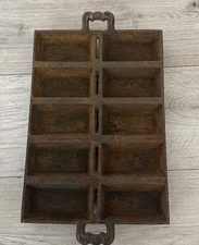 1800's Heavy Cast Iron Silver Bar Mold - (10) Bars Rare