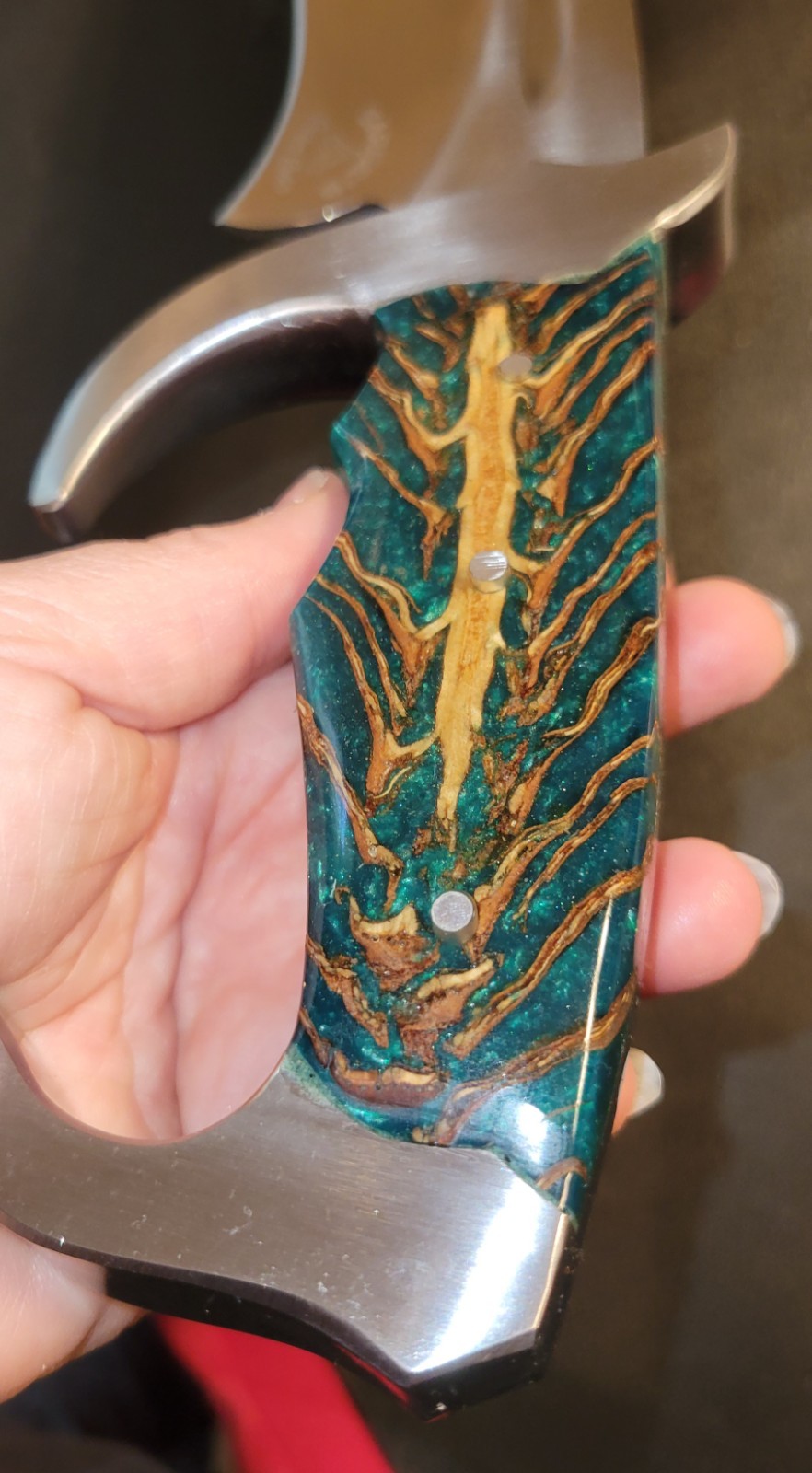 Badass Blades D2 Steel Persian Combat Knife Green Pine Cone Resin Handle- BA779