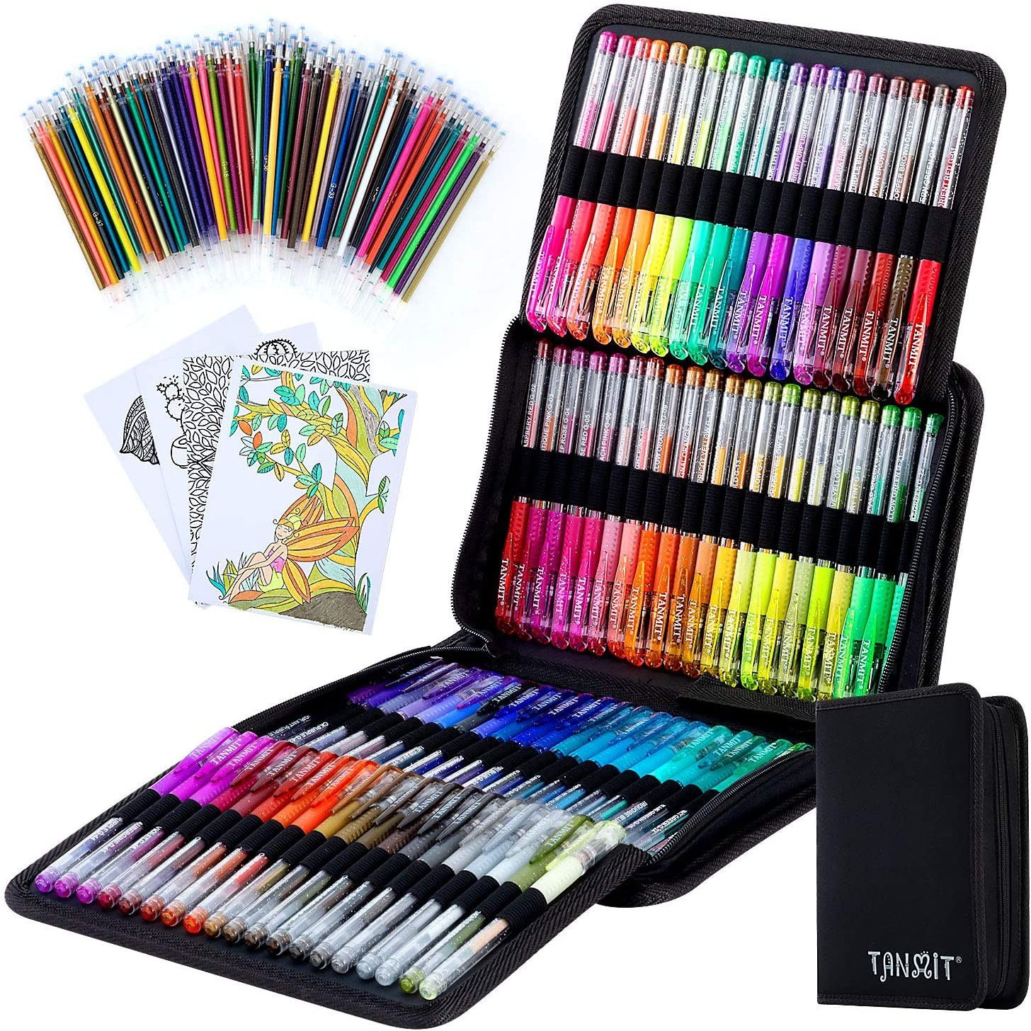 TANMIT Glitter Gel Pens, 160 Pack Glitter Pen with Case for 