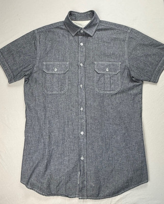 Rag & Bone Mens Tailored Workwear Short Sleeve Button Up Shirt Gray Men's M