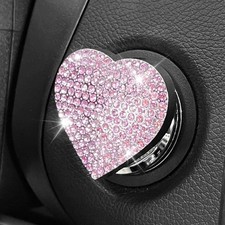 Shape Car Engine Start Button Cover, Sparkly Rhinestone Ignition Button Pink