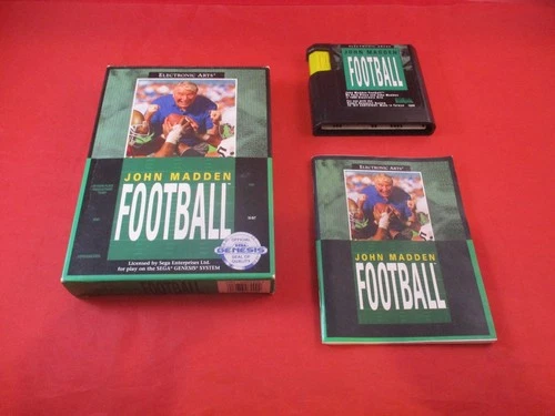 John Madden Football (Sega Genesis) COMPLETE w/ Box manual game WORKS! #T
