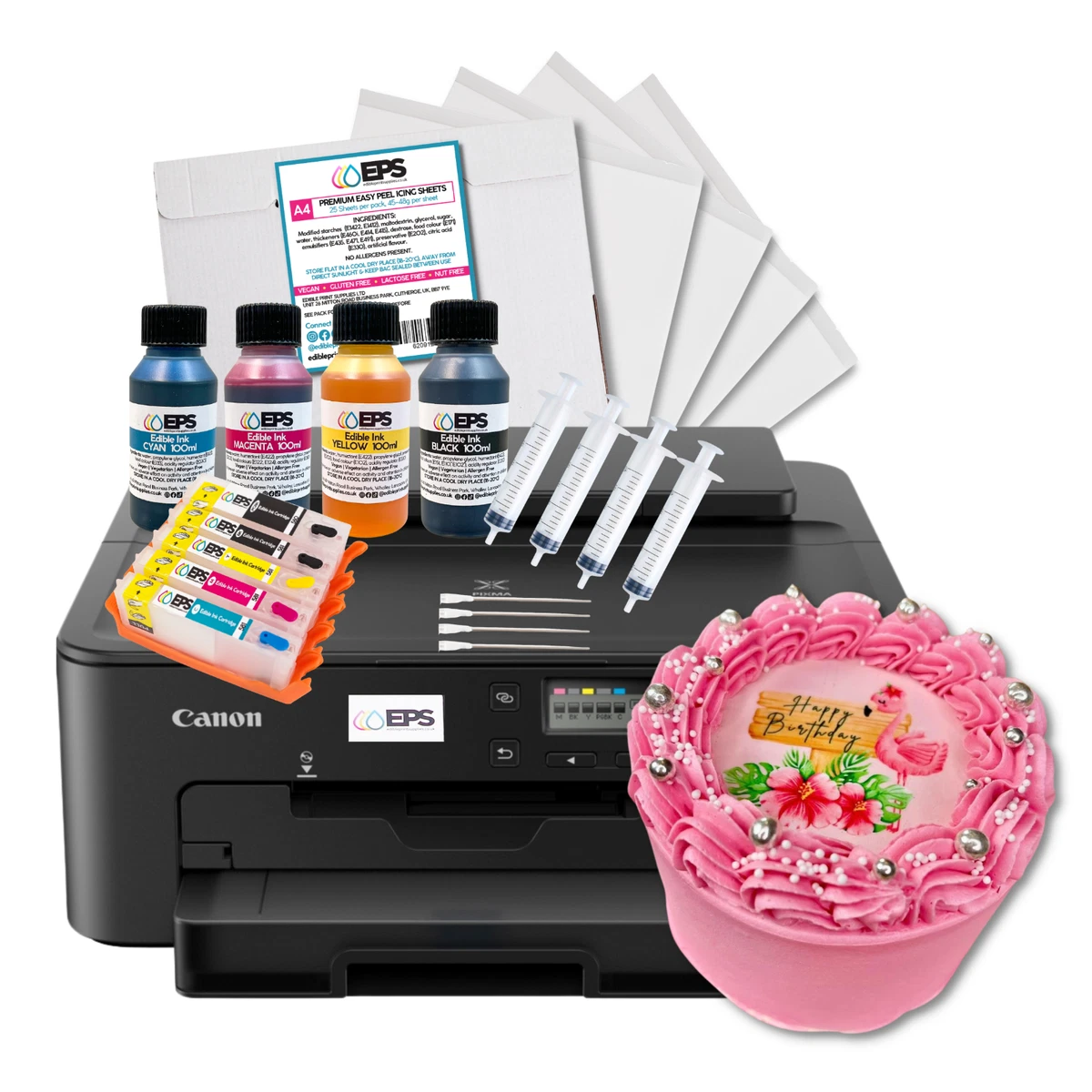 EPS Essbares Druckerset - Canon TS705A, Essbare Tintenpatronen & Glasurblätter