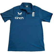 Castore Cinch ENGLAND NATIONAL TEAM CRICKET Polo JERSEY Size Medium Blue Teal