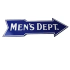 Vintage Men's Department Porcelain Sign - Directional Arrow Porcelain Pump Sign