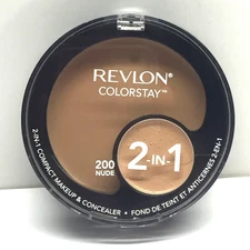 NEW Revlon Colorstay 2-in-1 Compact Makeup and Concealer- 200 NUDE X1 Rare!