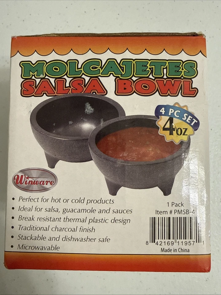Molcajetes Salsa Bowls 4-Ounce Bowls Black Set of 4 Brand New - Image 2 of 2