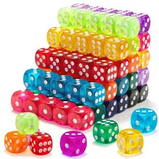 100 Pieces 16MM Colored Dice Set, Standard Bulk Colors Dices, Classroom Dice, Tr