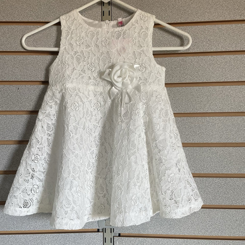 NWTS White Lace Toddler Girl Dress Sleeveless 3 T Rose Accent Easter Wedding