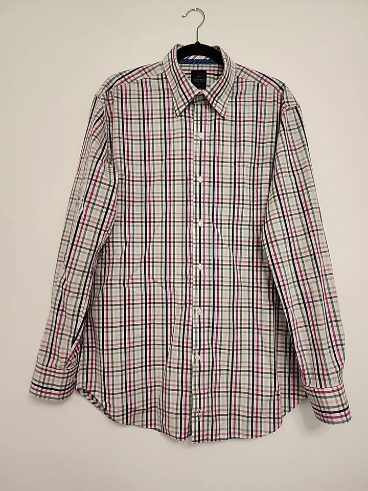 Tailorbyrd Collection Mens Plaid Check Button Up Shirt Sz XL Long Sleeve - Image 3 of 4