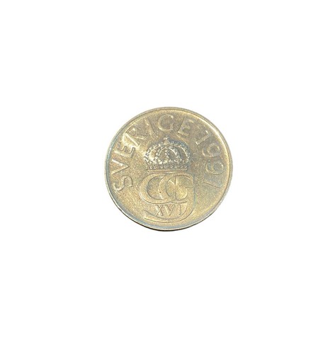 1991 Sweden 5 Kronor Coin - Swedish Collectible Currency - Picture 2 of 4