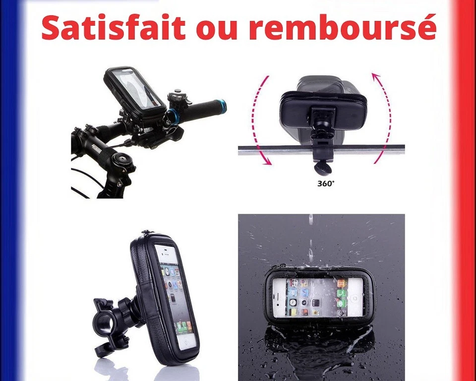 Support Téléphone Moto Vélo Étanche 360 Guidon iPhone Samsung GPS Antichoc XL - Photo 2/4