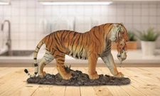 11"W Orange Bengal Tiger Mother Carrying Cub Figurine Home Decor Unique Gift