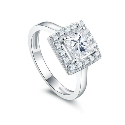 1.25ct Princess Solitaire Diamond Engagement Ring 14kt White Gold Over Simulated