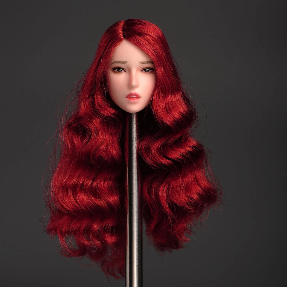 Modelo esculpido cabeza belleza cabello rizado rojo femenino 1/6 para figura de acción TBL de 12" PH Foto 3 de 4
